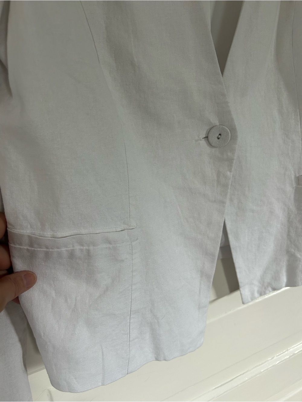 NWT Joie White Single-Button V-Neck Blazer. Linen/Viscose. Resort, Chic Size XL - Picture 2 of 12